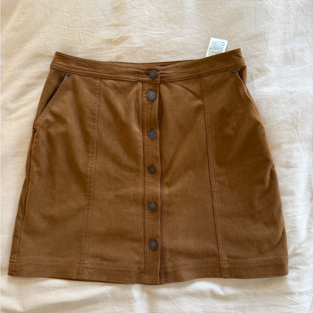 Abercrombie & Fitch vegan suede Button-Front Mini Skirt